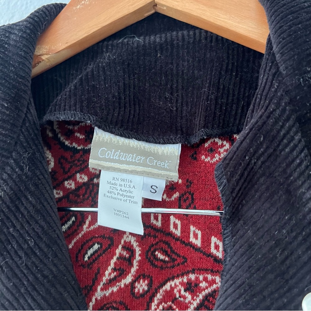 Vintage Coldwater Creek Bandana Sherpa and Corduroy Vest Sz S - Picture 3 of 5